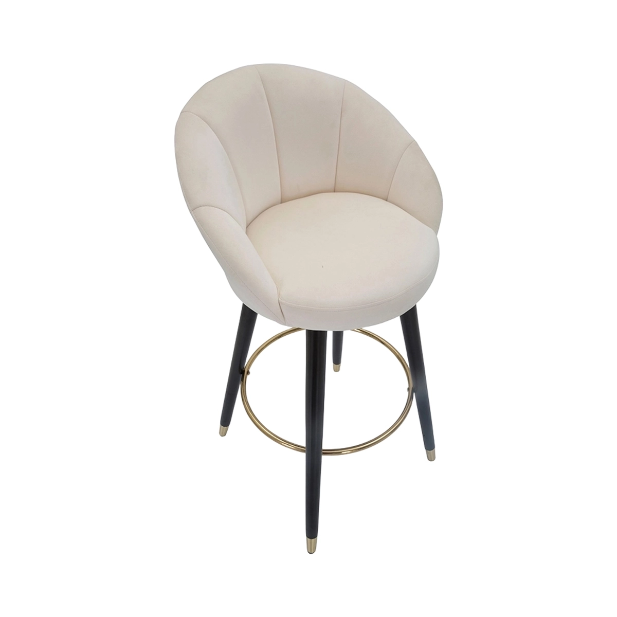 Bar & Kitchen Velvet Stool with Black Wooden Legs & Gold Accents h80cm Prague — 7