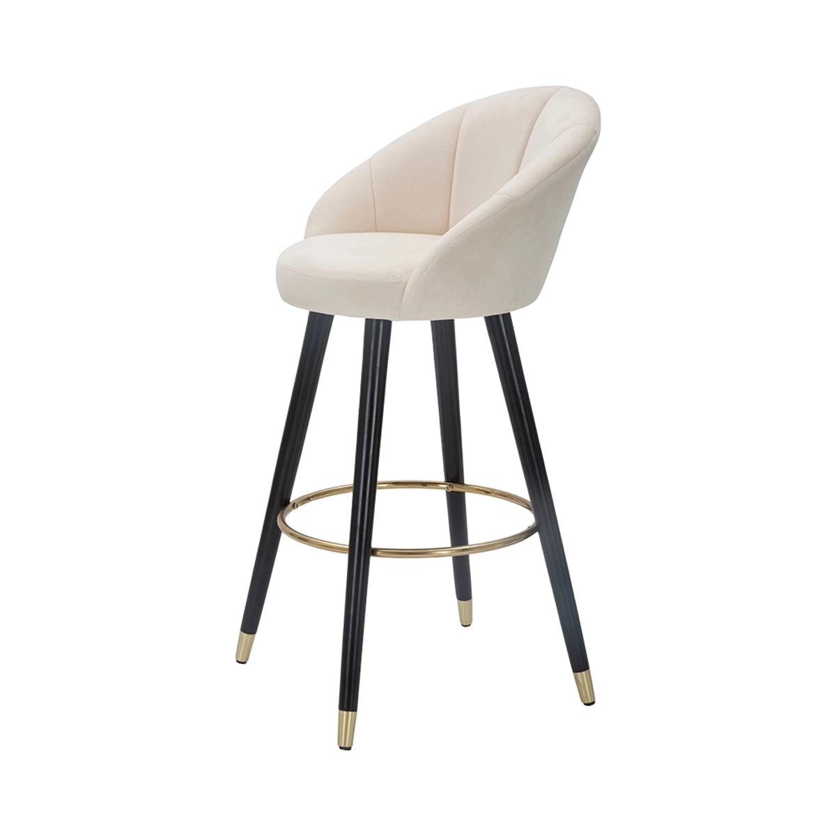 Bar & Kitchen Velvet Stool with Black Wooden Legs & Gold Accents h80cm Prague — 5