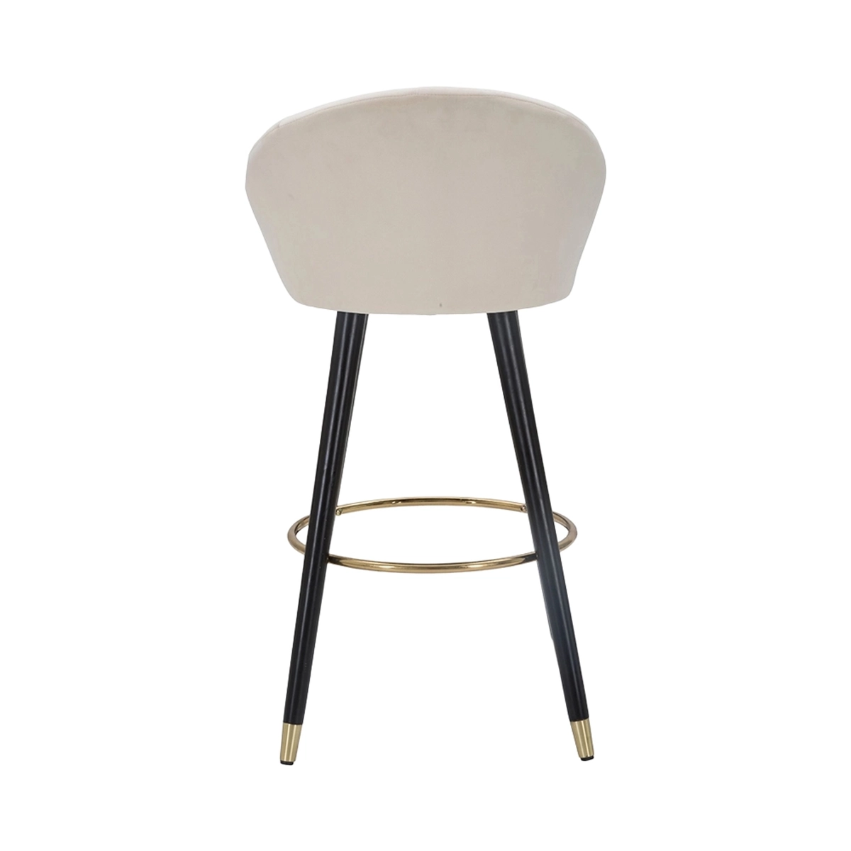 Bar & Kitchen Velvet Stool with Black Wooden Legs & Gold Accents h80cm Prague — 6