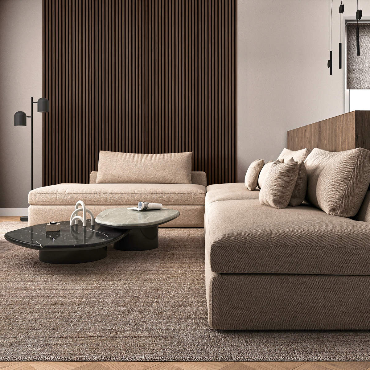 Set 4 decorative acoustic wall panels wenge wood 240x60 cm Kover-WG — 2
