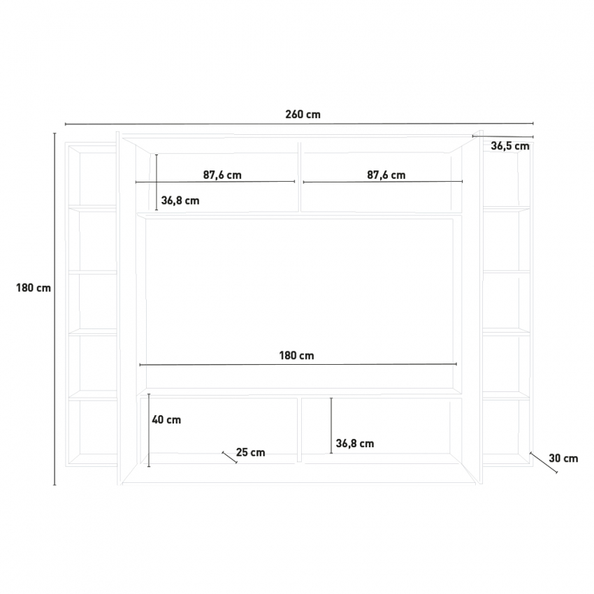 Joy Mold Modern Living Room Wall Unit with TV Stand, 2 Columns & Wall Cabinet — 9