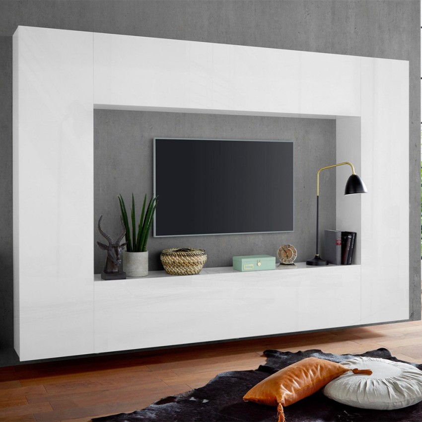 Joy Mold Modern Living Room Wall Unit with TV Stand, 2 Columns & Wall Cabinet — 3