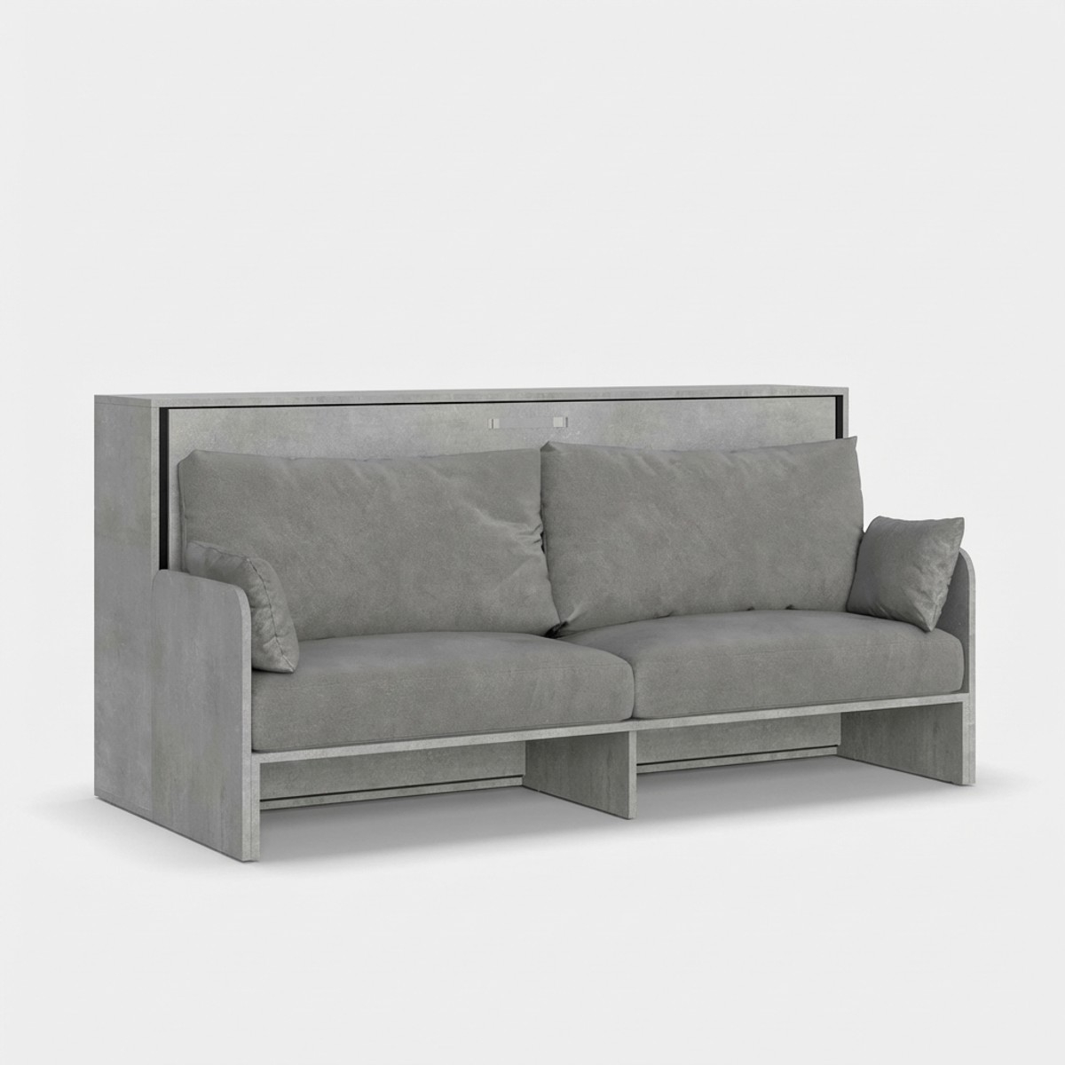 Single Foldaway Murphy Bed with Sofa Cement Grey Kando Sof MCM Itamoby — 3