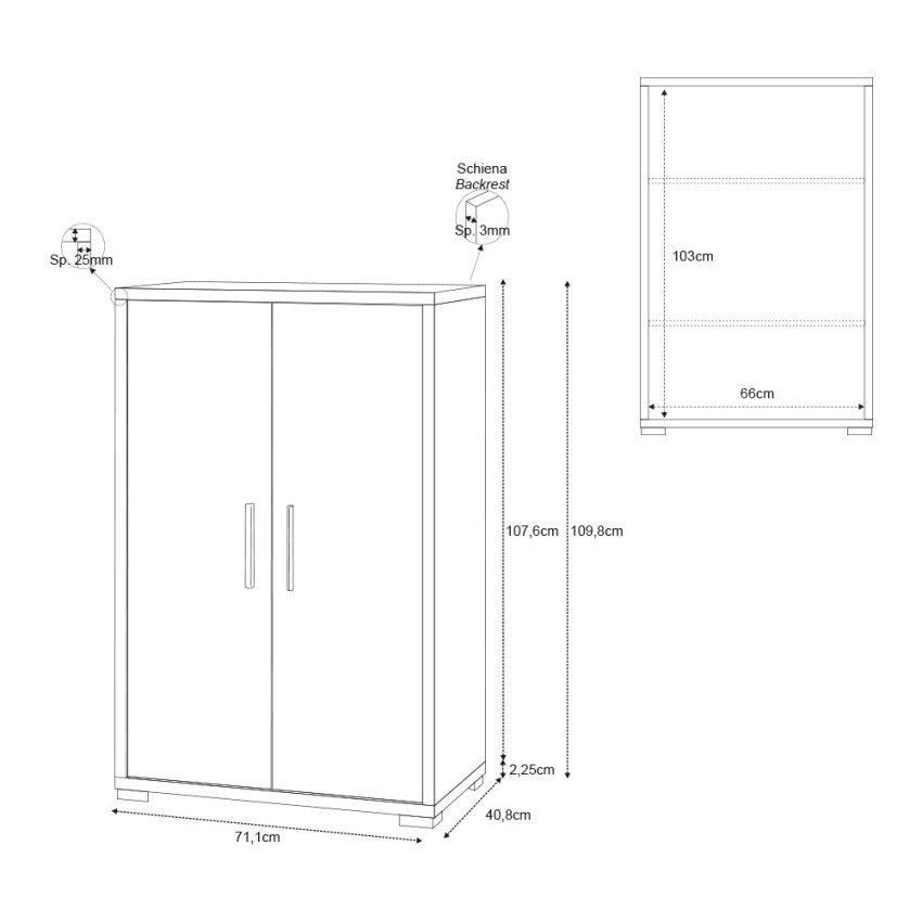 Modern multi-purpose sideboard 2 doors 3 compartments Lesly Sarmog Db270k — 6