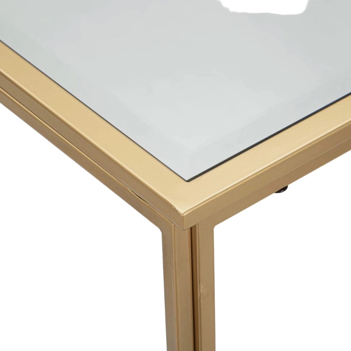 City Rectangular Entryway Console Table in Metallo and Mirror Glass — 7