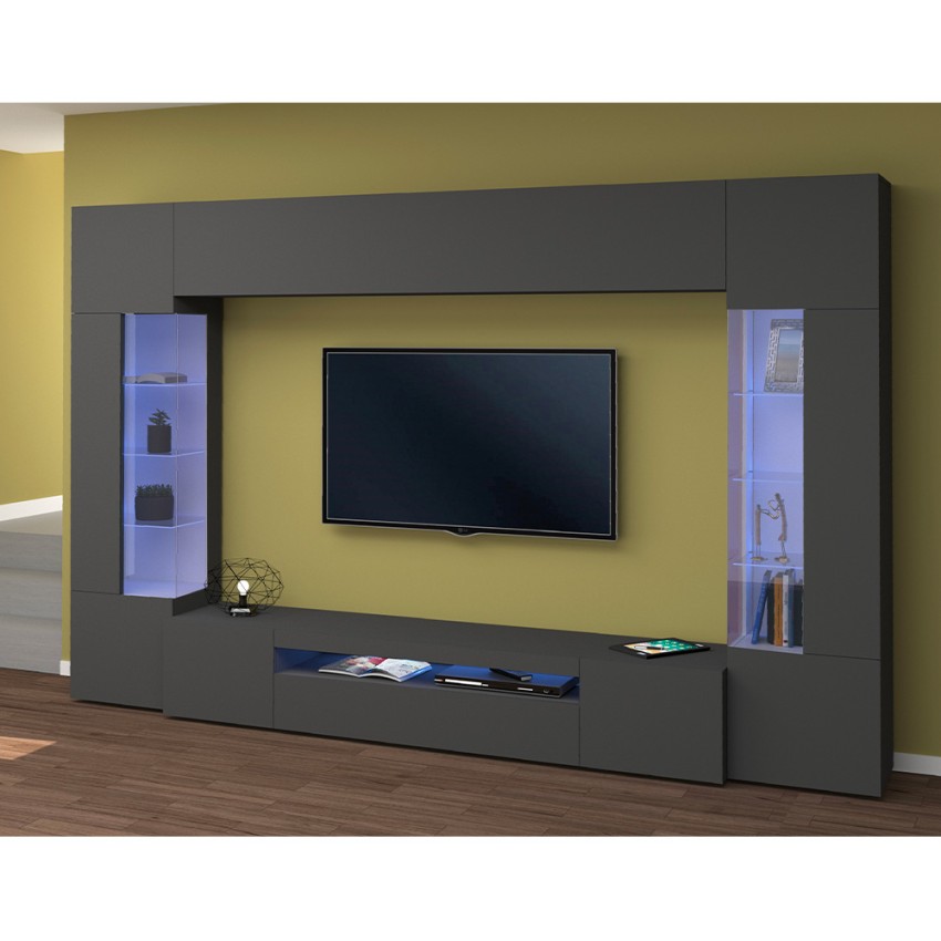 Modern Living Room Wall Unit TV Stand with 2 Display Cabinets Sultan RT — 3