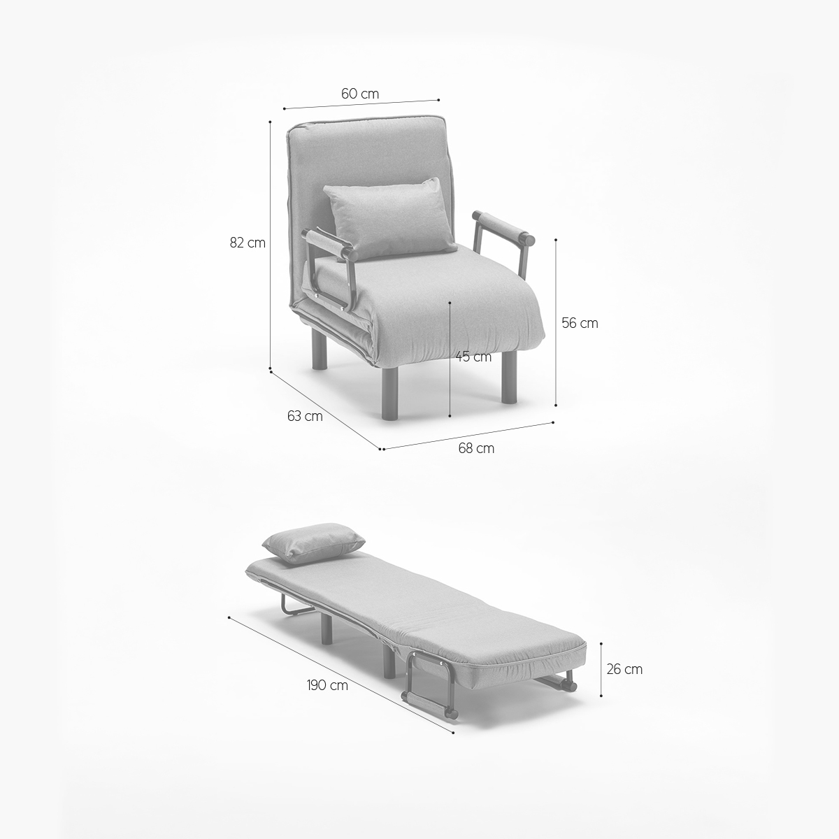Deborah Le Roi du Relax Space-Saving Fabric Single Armchair Bed — 7