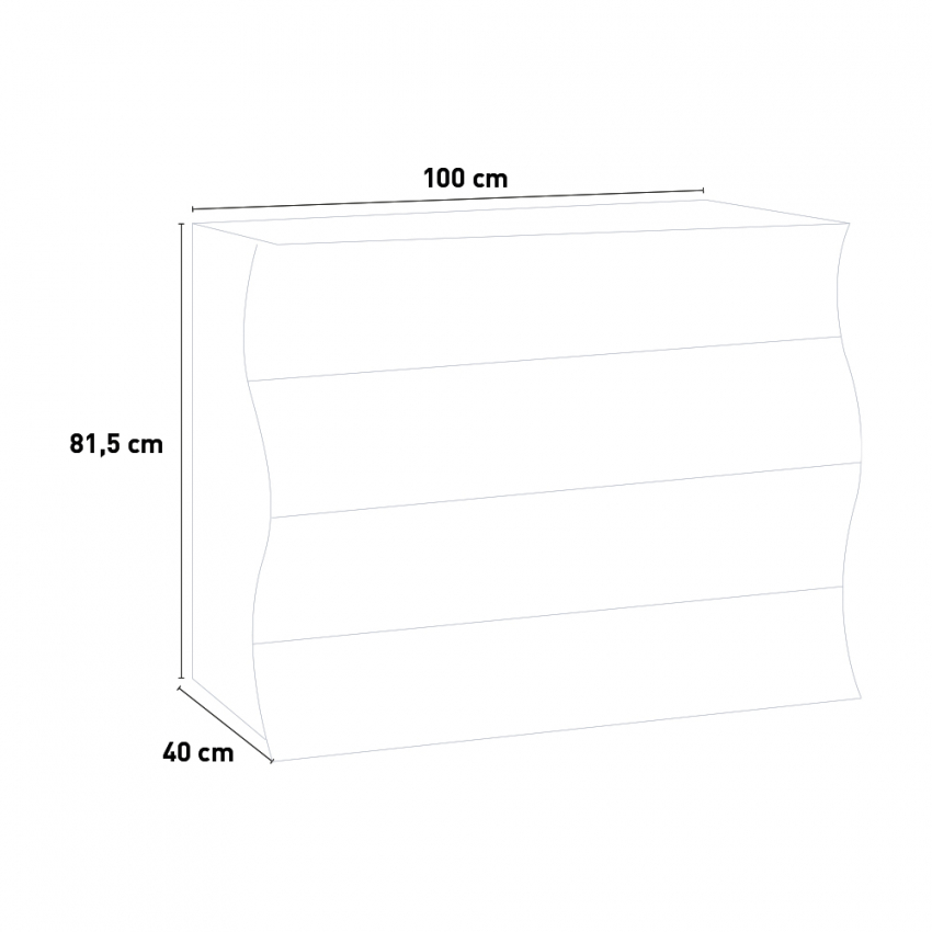 Onda Draw White Gloss 4-Drawer Bedroom Dresser, 100cm Design — 5