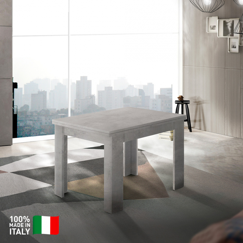 Jesi Raw Modern Extendable Flip-Top Dining Table 90-180x90cm — 3