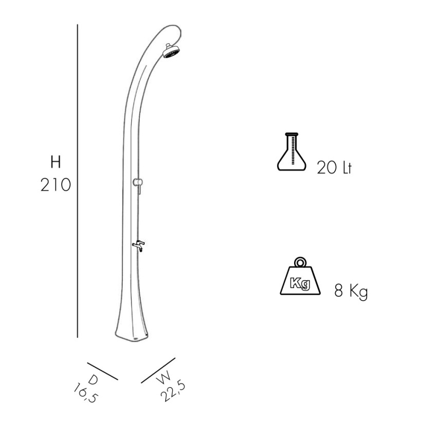 Arkema Design Happy One F120 20L solar garden and pool shower with foot washer — 9