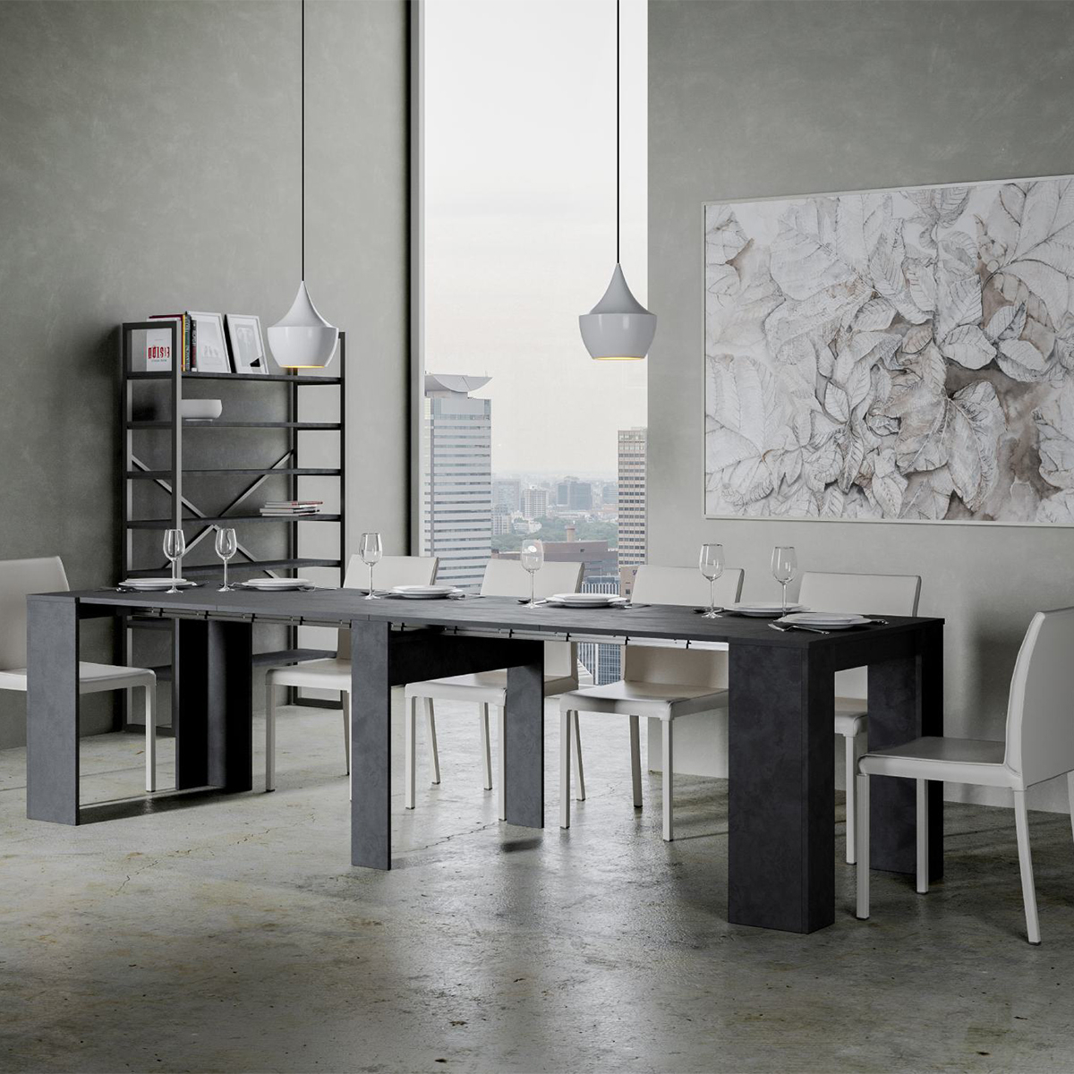 Extendable Console Table Anthracite up to 296cm Venus Report — 3