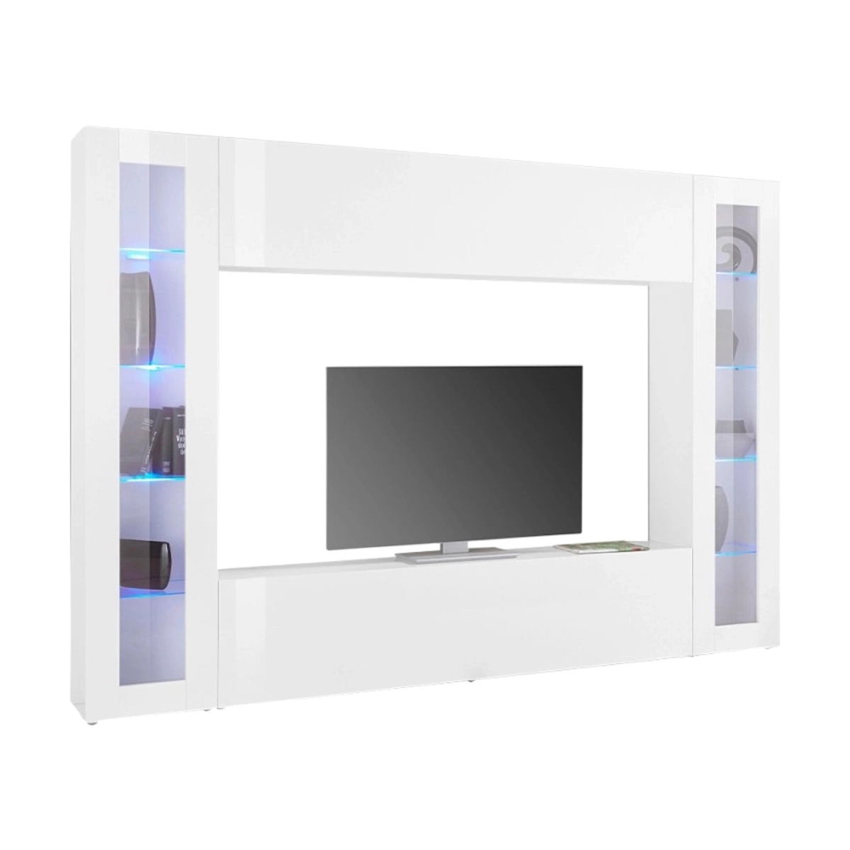 Modern Living Room TV Wall Unit with Hanging Cabinet and 2 Display Cabinets Joy Frame — 8