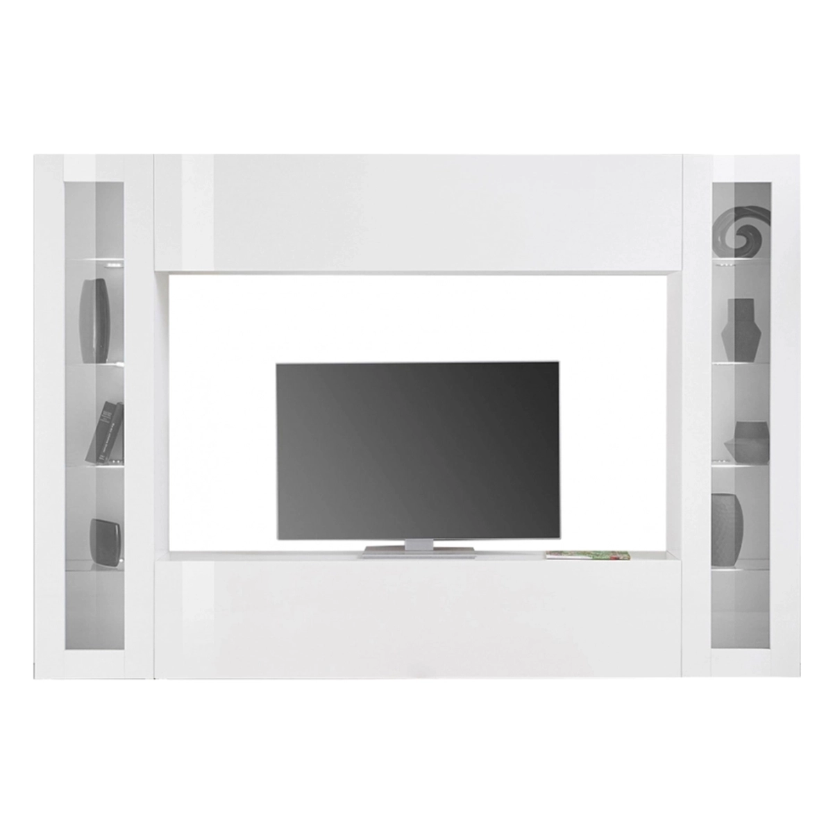 Modern Living Room TV Wall Unit with Hanging Cabinet and 2 Display Cabinets Joy Frame — 6