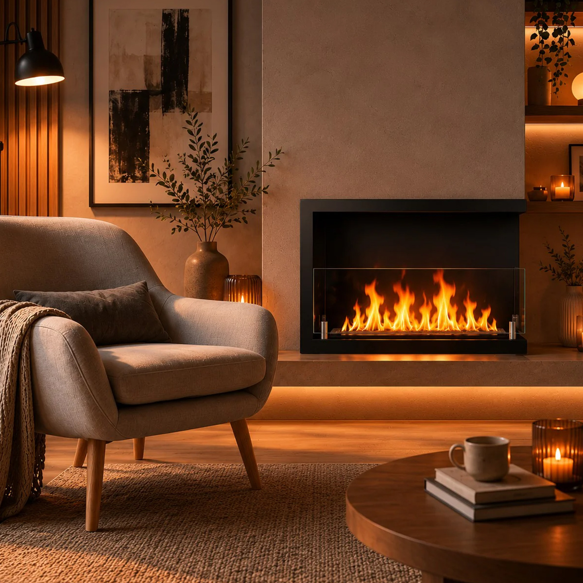 Corner Built-in Bioethanol Fireplace Divina Fire Sutri 60 DF600 — 2