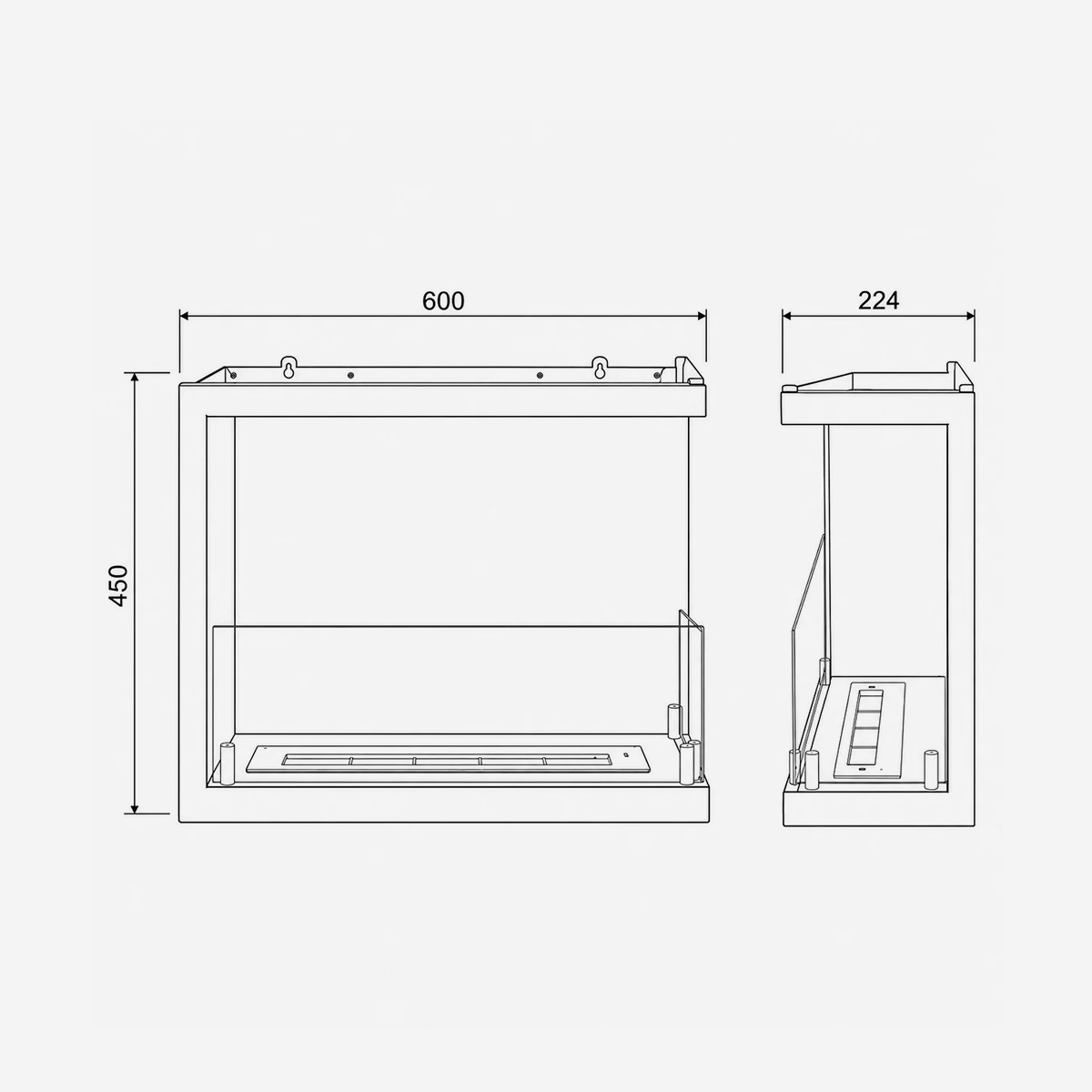 Corner Built-in Bioethanol Fireplace Divina Fire Sutri 60 DF600 — 5