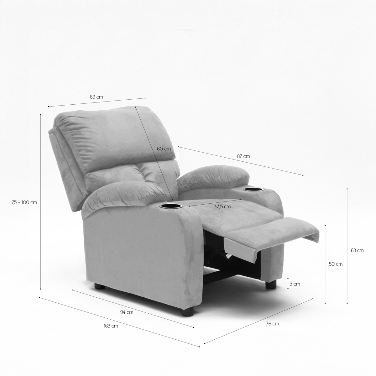 Laura Poltrona Relax Manual Recliner Armchair Microfibra Velluto — 6