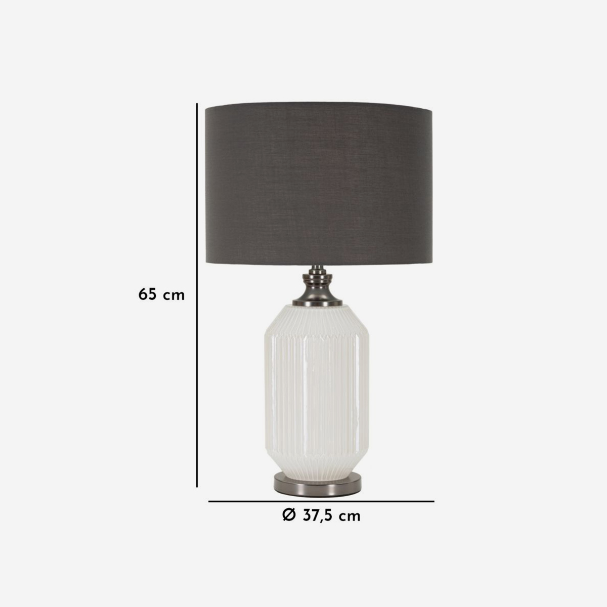 Brighty Table Lamp in Ribbed Glass and Tessuto Fabric — 3