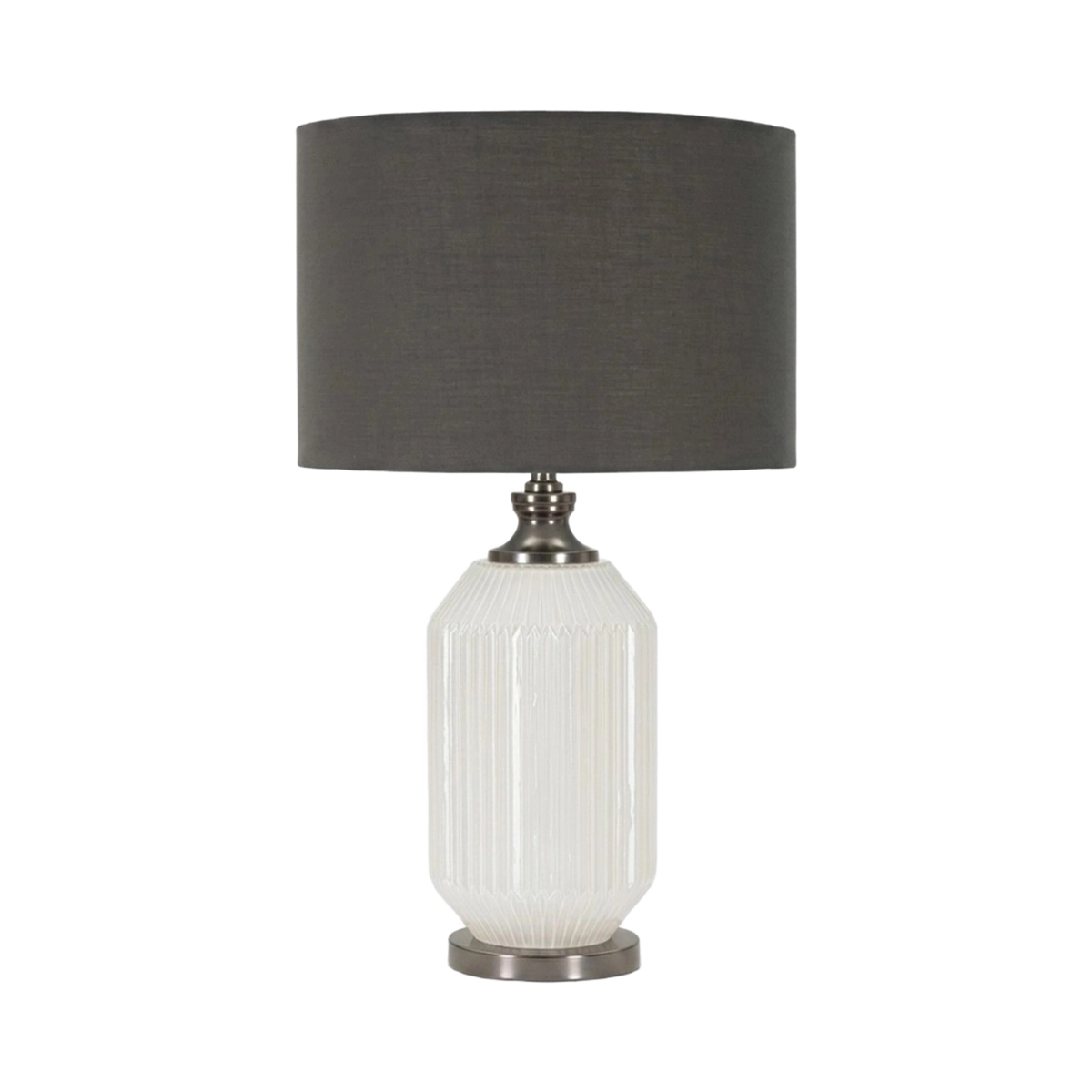Brighty Table Lamp in Ribbed Glass and Tessuto Fabric — 1