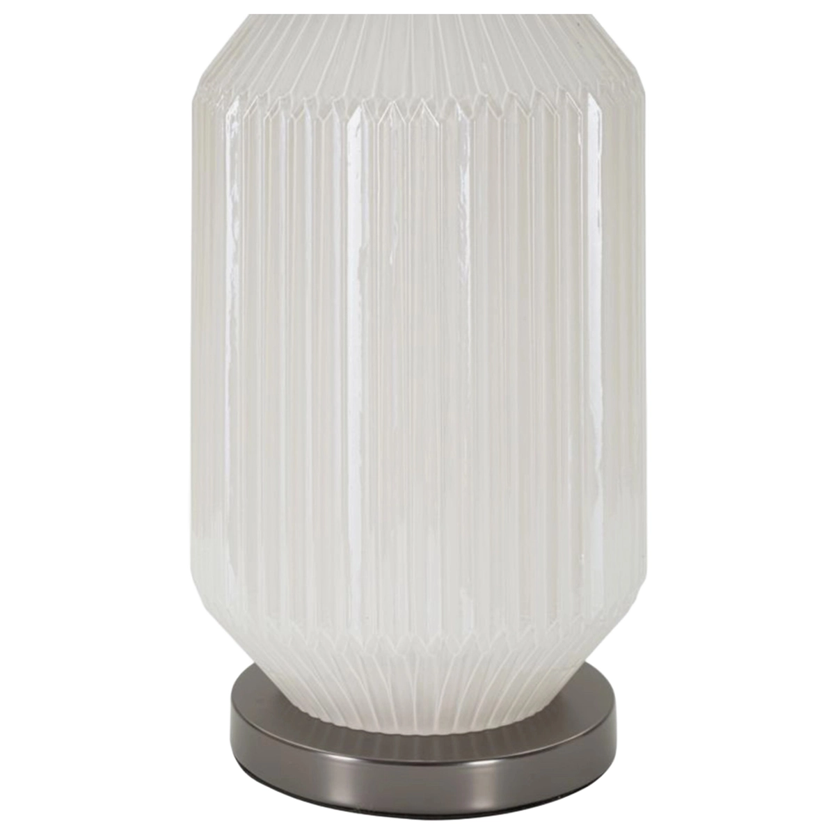 Brighty Table Lamp in Ribbed Glass and Tessuto Fabric — 4