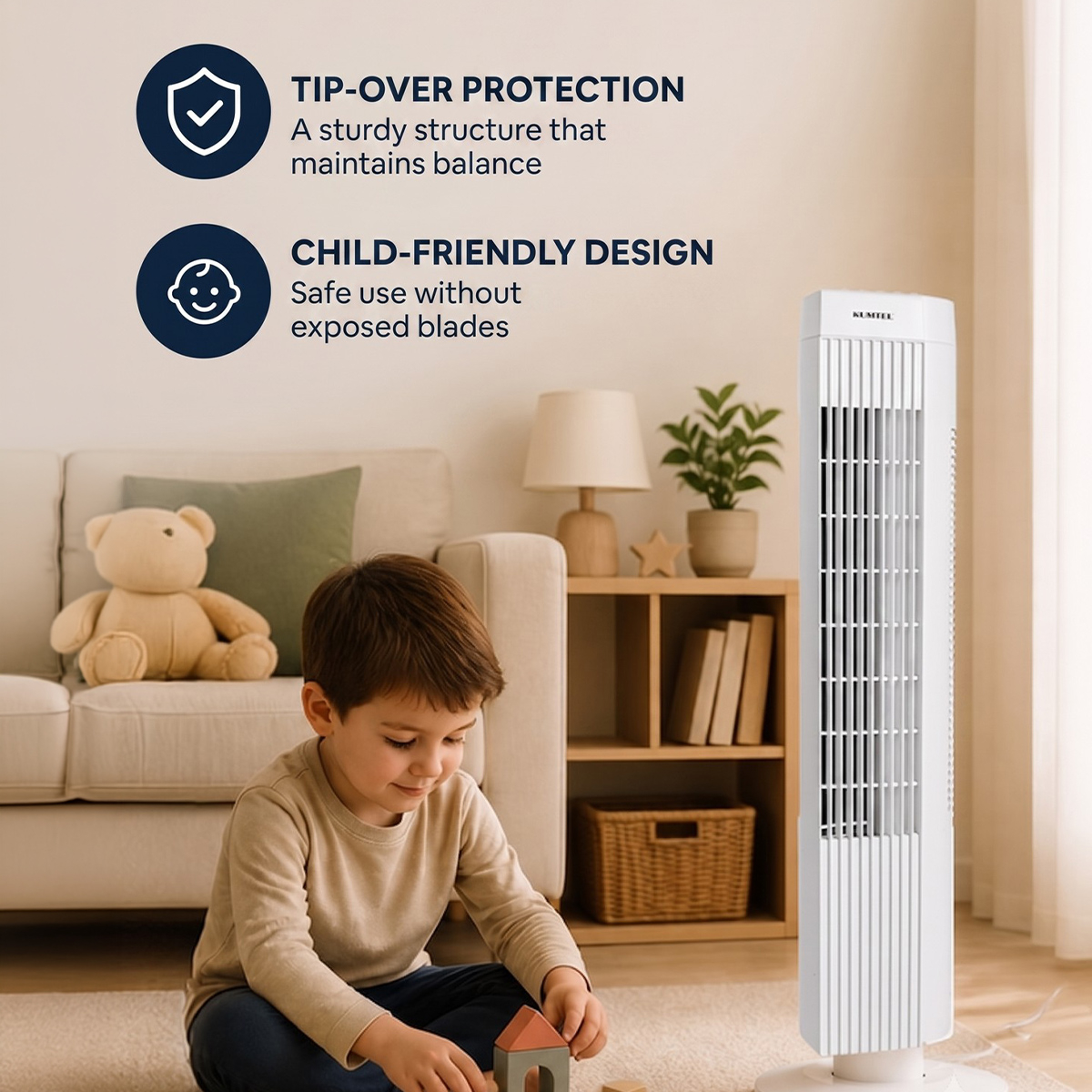 Ventilatore a colonna oscillante 50 W Virel
