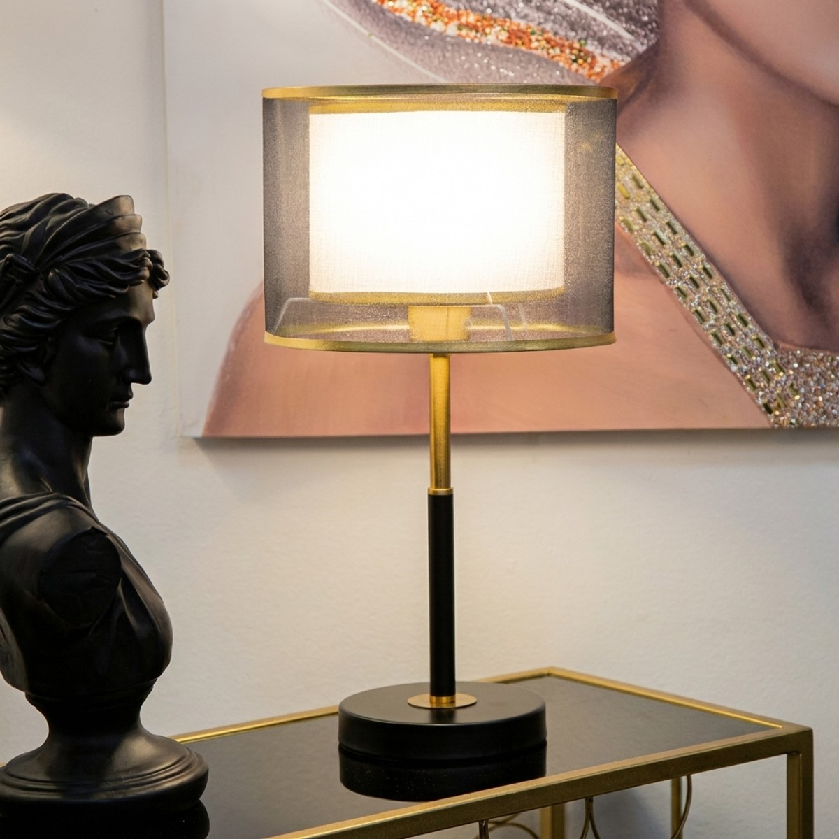 Levels Table Lamp in Metal and Tessuto — 2
