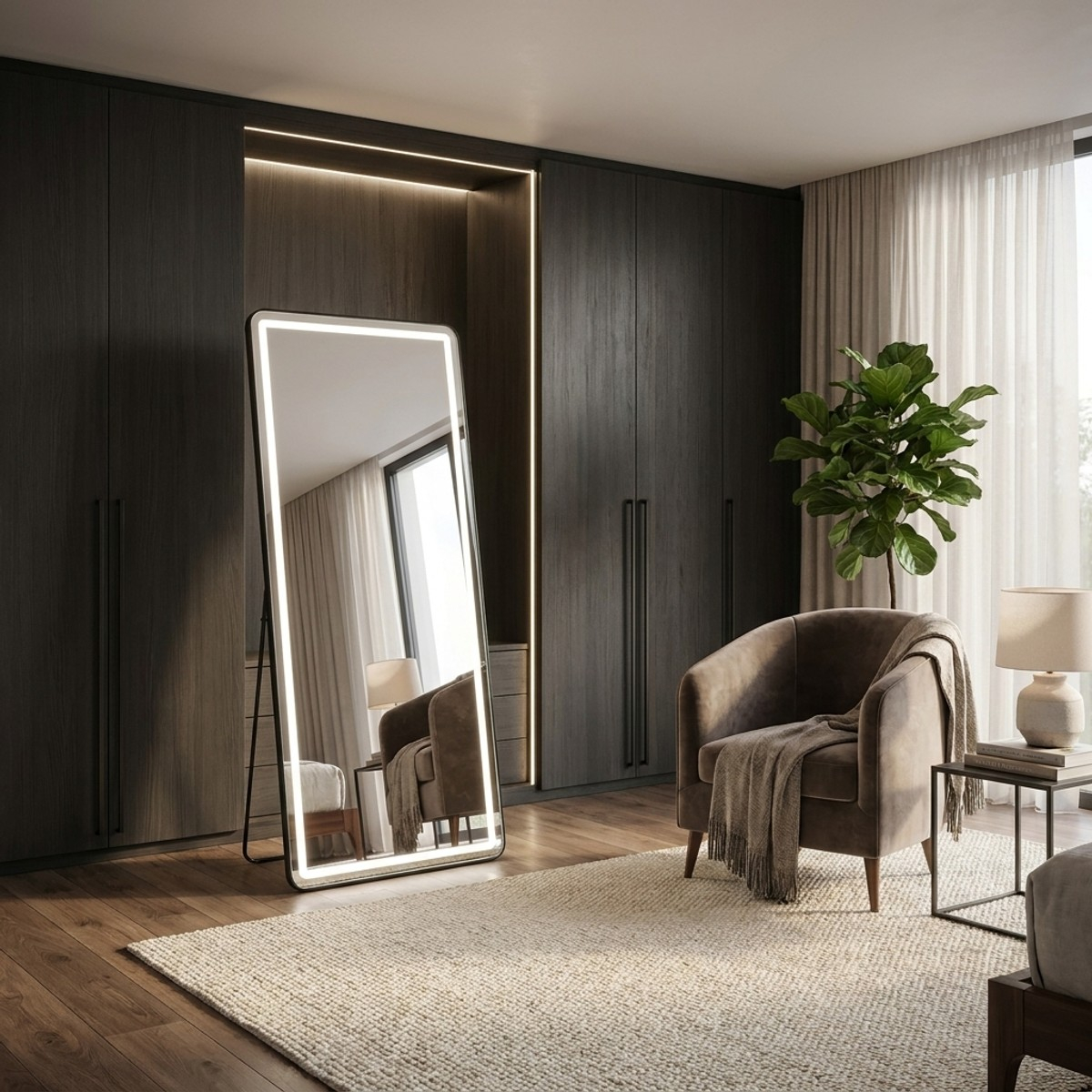 Floor and Wall Mirror with LED 70x170 Luminous Dual Elegance — 2