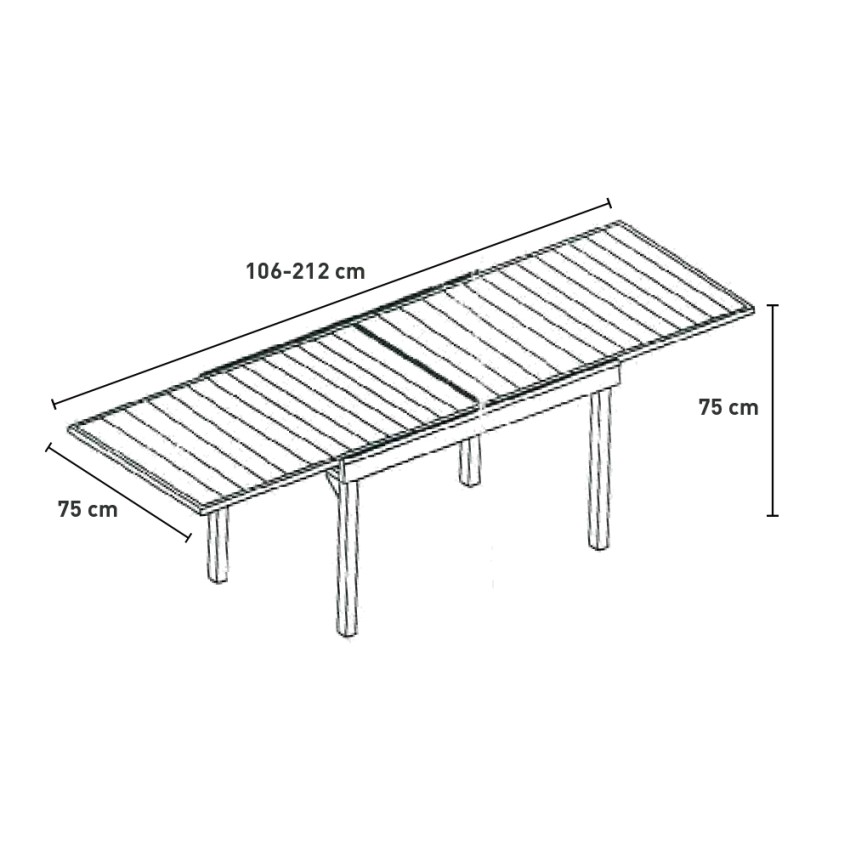 Extendable garden table 106-212x75cm in aluminium Nori — 3