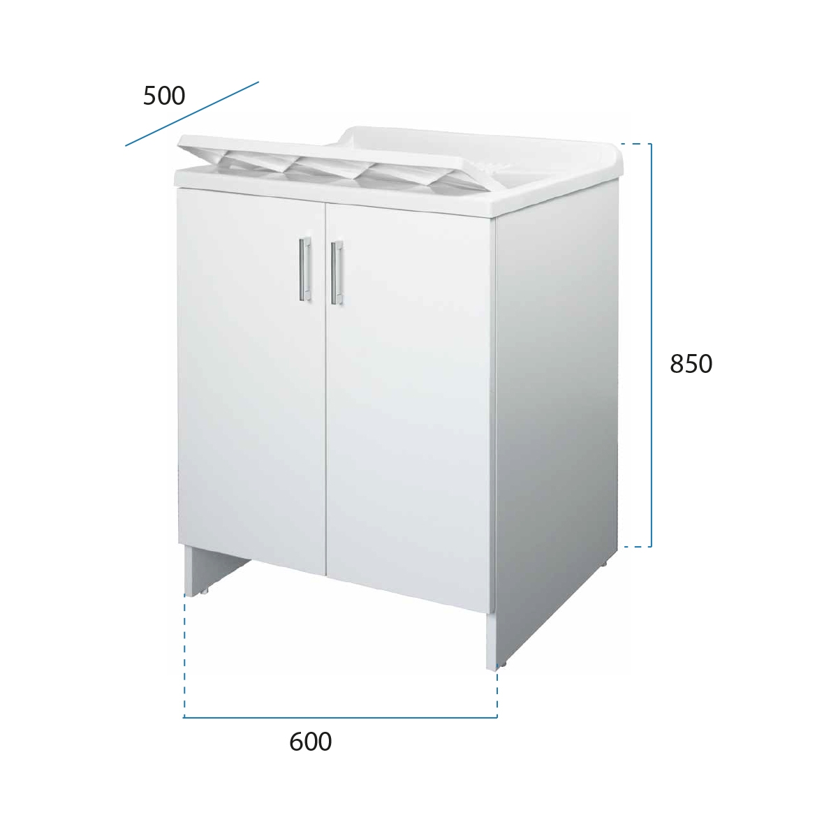 Laundry cabinet with 2 doors and polypropylene sink Negrari 7002AK — 5