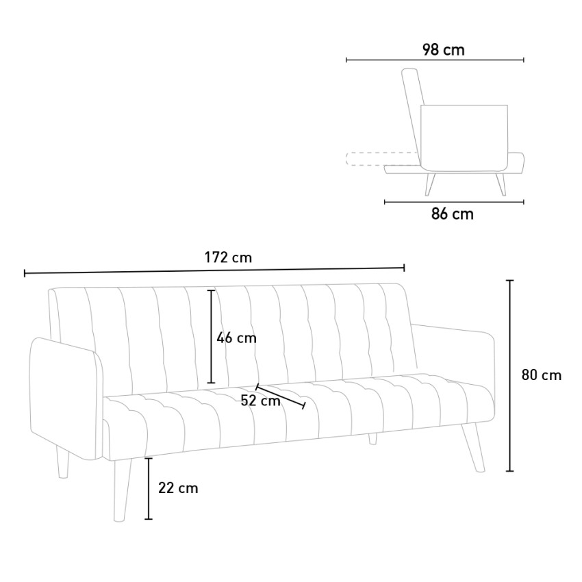 3-Seater Sofa Bed Malibù Modus Sofà Fabric Clic Clac — 5