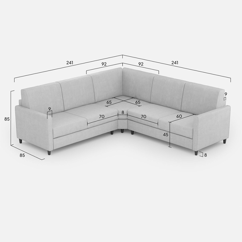 Karay 14AG 5-Seater Modern Fabric Corner Sofa 241x241 cm — 9