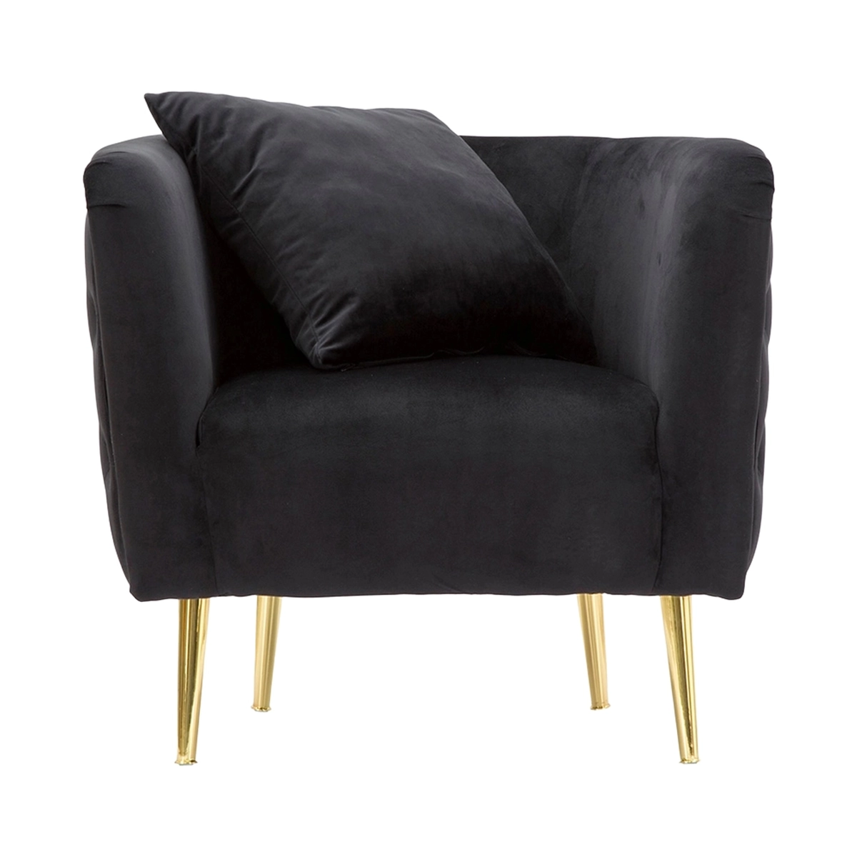 Glam velvet armchair with gold metal legs and cushion Bucarest — 4