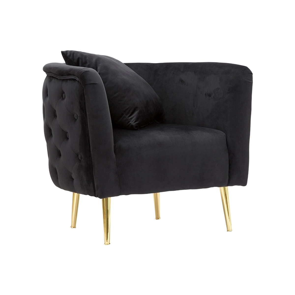 Glam velvet armchair with gold metal legs and cushion Bucarest — 3