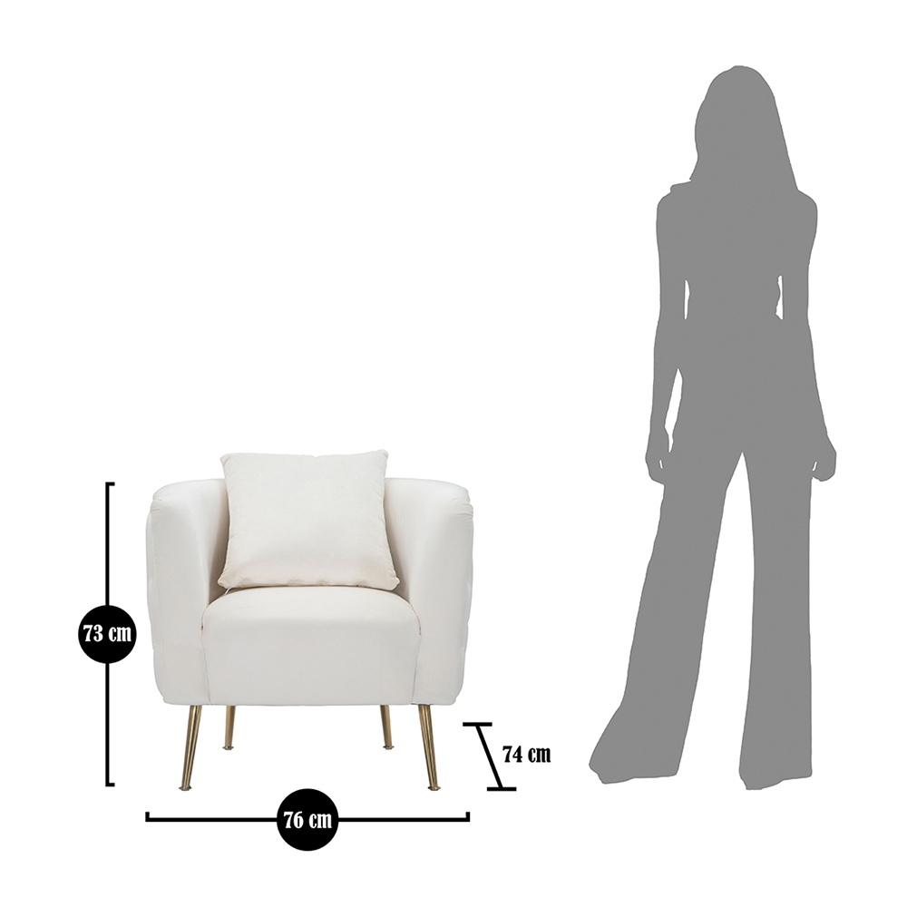 Glam velvet armchair with gold metal legs and cushion Bucarest — 12