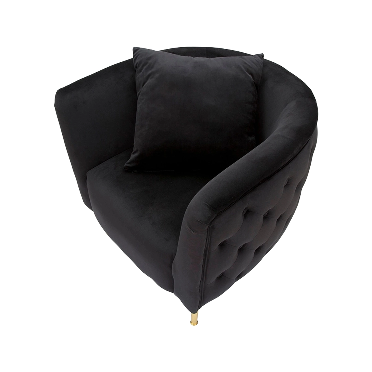 Glam velvet armchair with gold metal legs and cushion Bucarest — 6