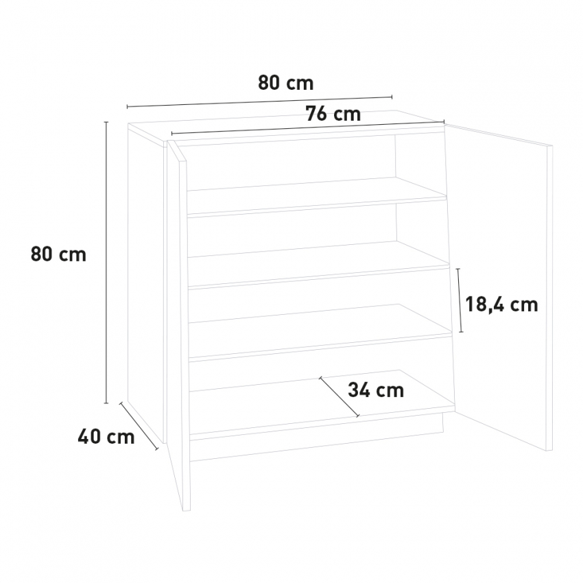 Modern design shoe cabinet 2 flap doors for 16 pairs of shoes in glossy white Vega Carry Ardesia — 7