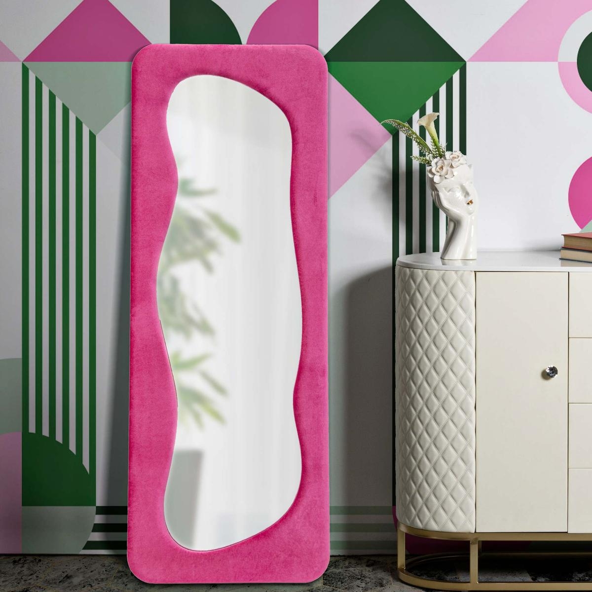 Theodor Modern Wall Mirror with Velluto Frame 160x40 cm Mauro Ferretti — 2