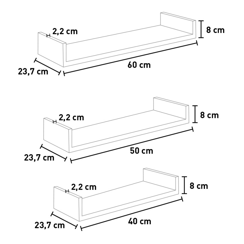Set of 3 Modern Wall Shelves Calamita Maxi — 4