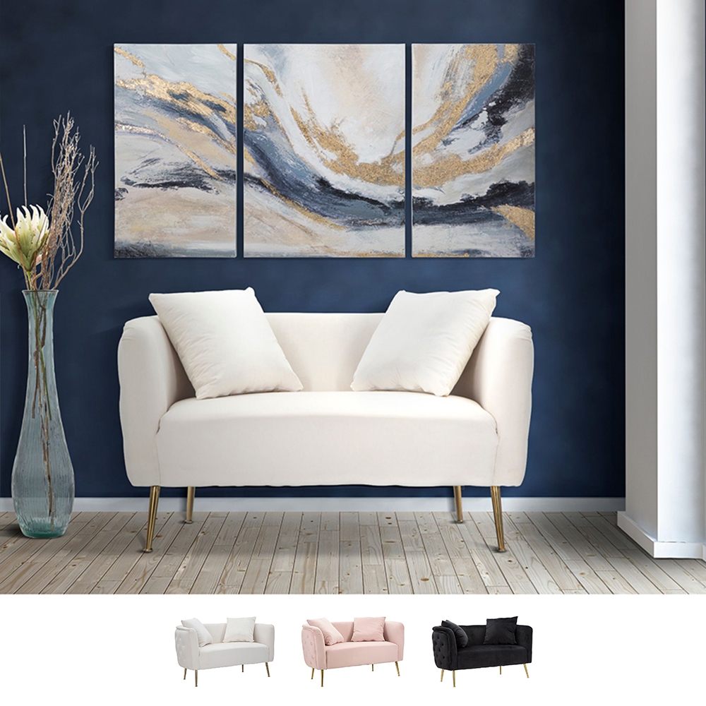 Glam 2-seater velvet sofa with gold legs Bucarest-D — 2