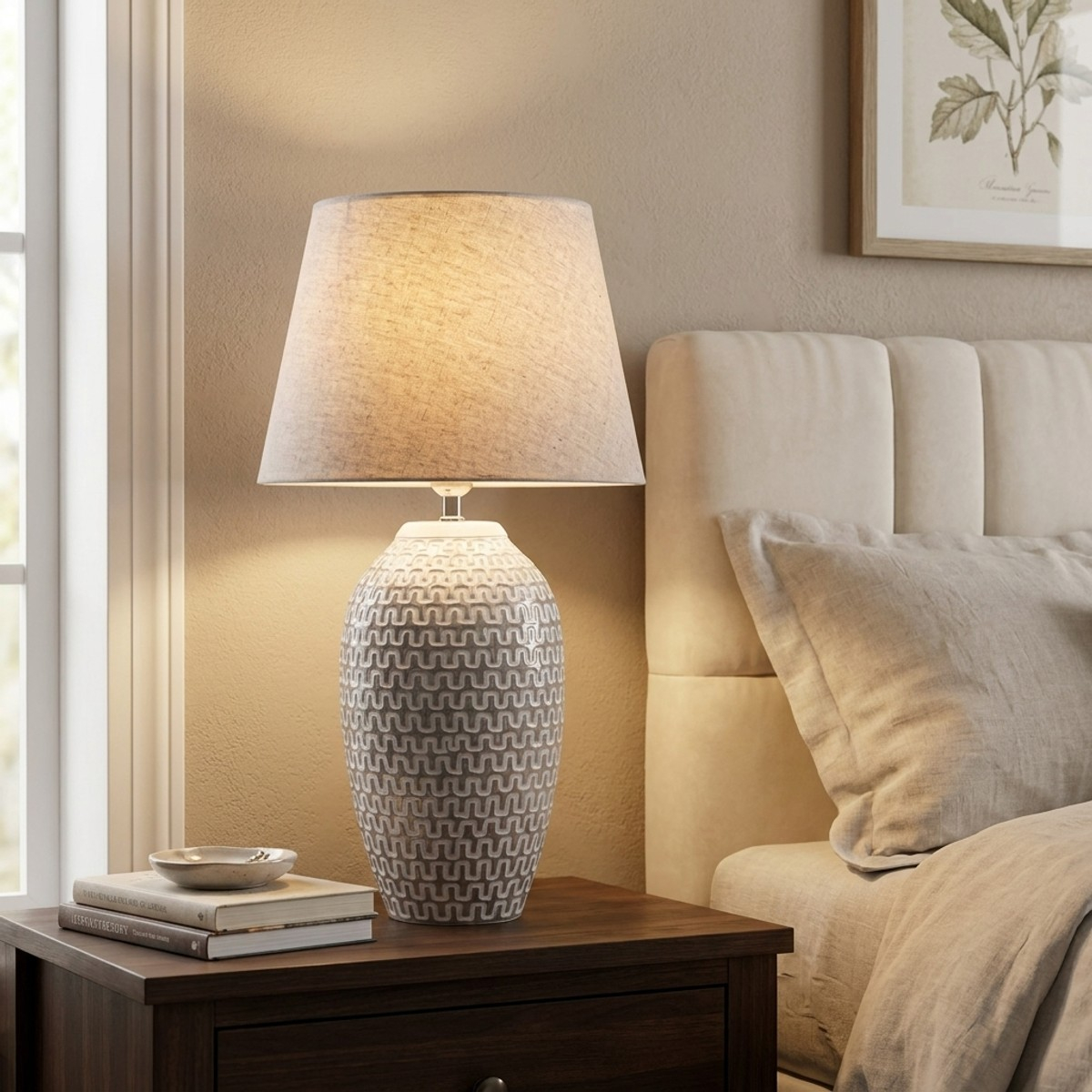 Wave Table Lamp in Resin with Fabric Lampshade — 2