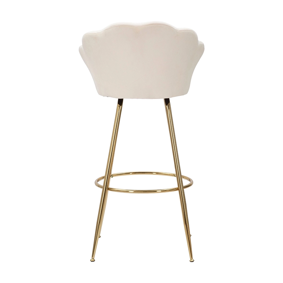 High Bar and Kitchen Velvet Stool with Flower Backrest Gold Legs Vienna — 9