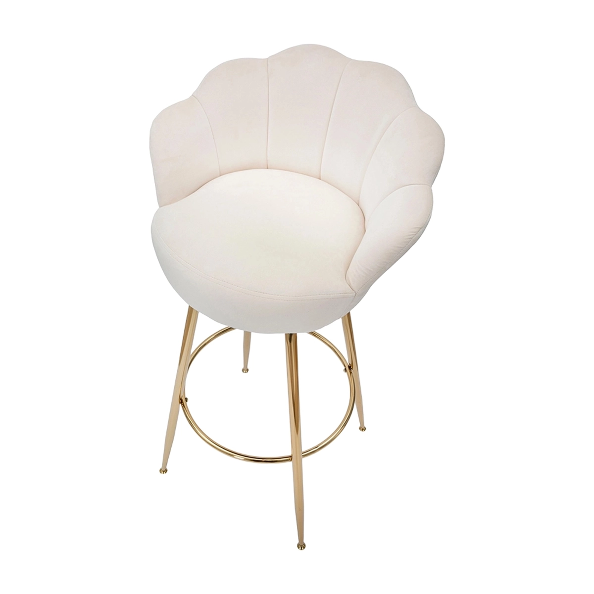 High Bar and Kitchen Velvet Stool with Flower Backrest Gold Legs Vienna — 6