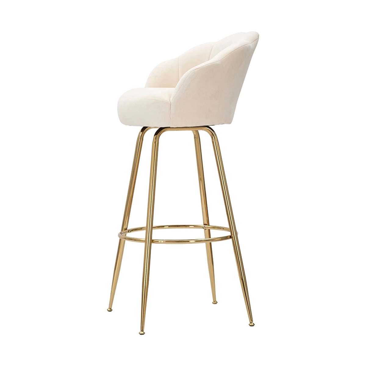High Bar and Kitchen Velvet Stool with Flower Backrest Gold Legs Vienna — 5