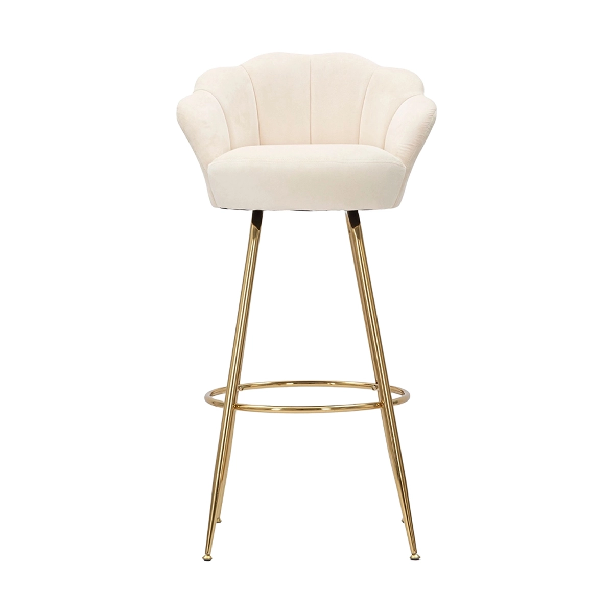 High Bar and Kitchen Velvet Stool with Flower Backrest Gold Legs Vienna — 4