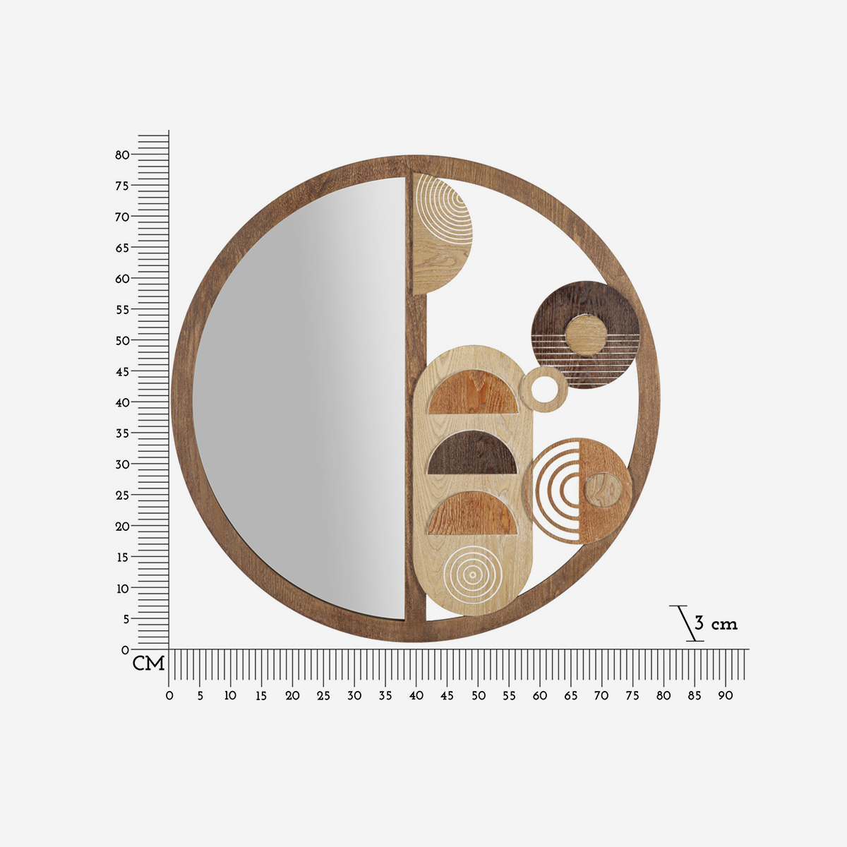 Block Round Decorative Wall Mirror in MDF — 5