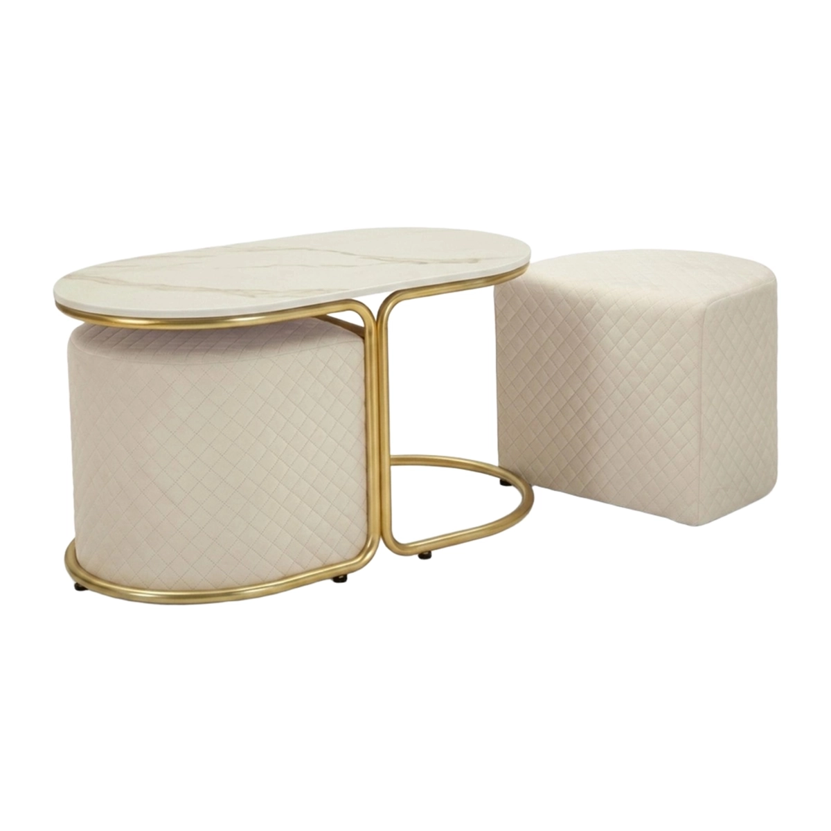 Modern Coffee Table with 2 Matching Ottomans Relax — 8