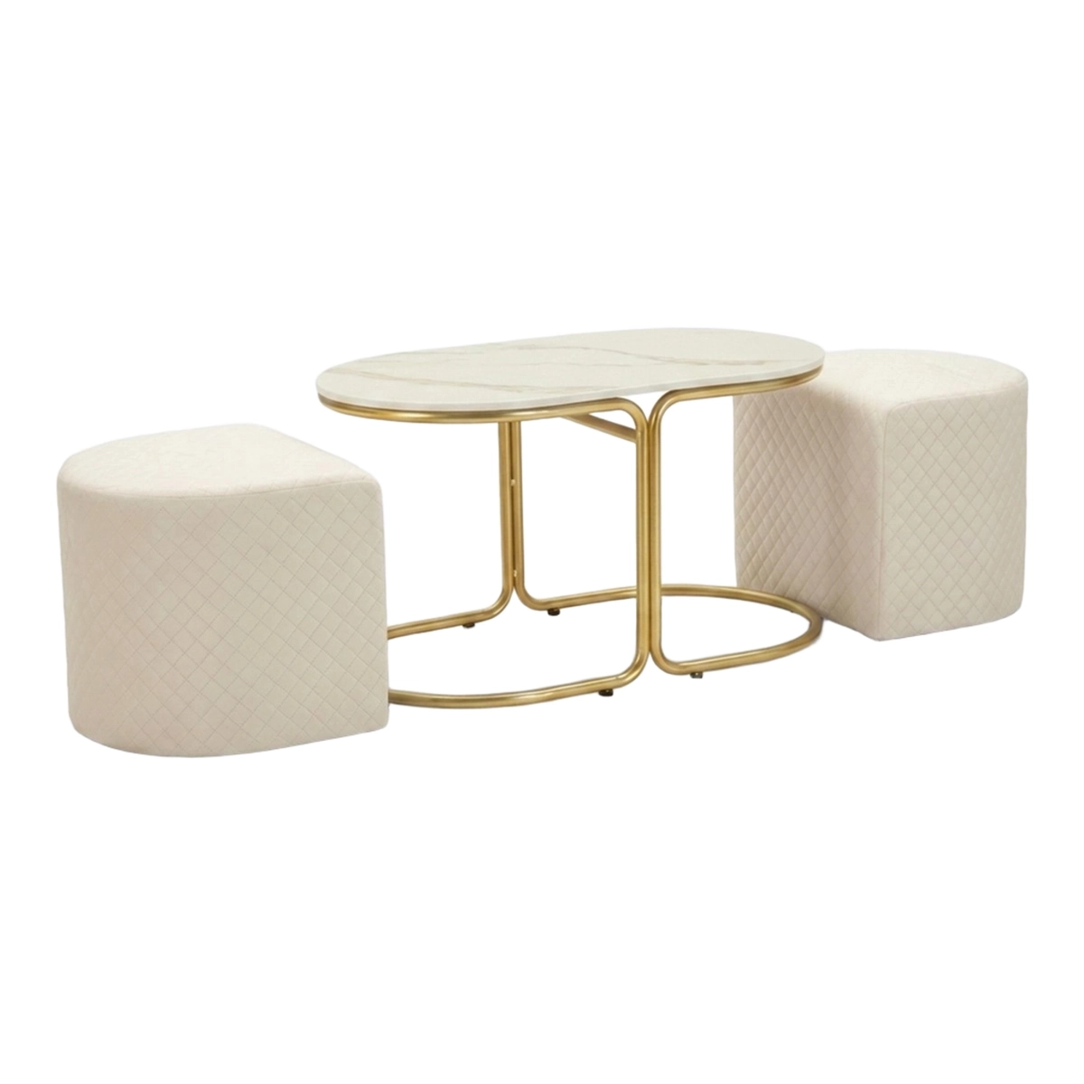 Modern Coffee Table with 2 Matching Ottomans Relax — 1