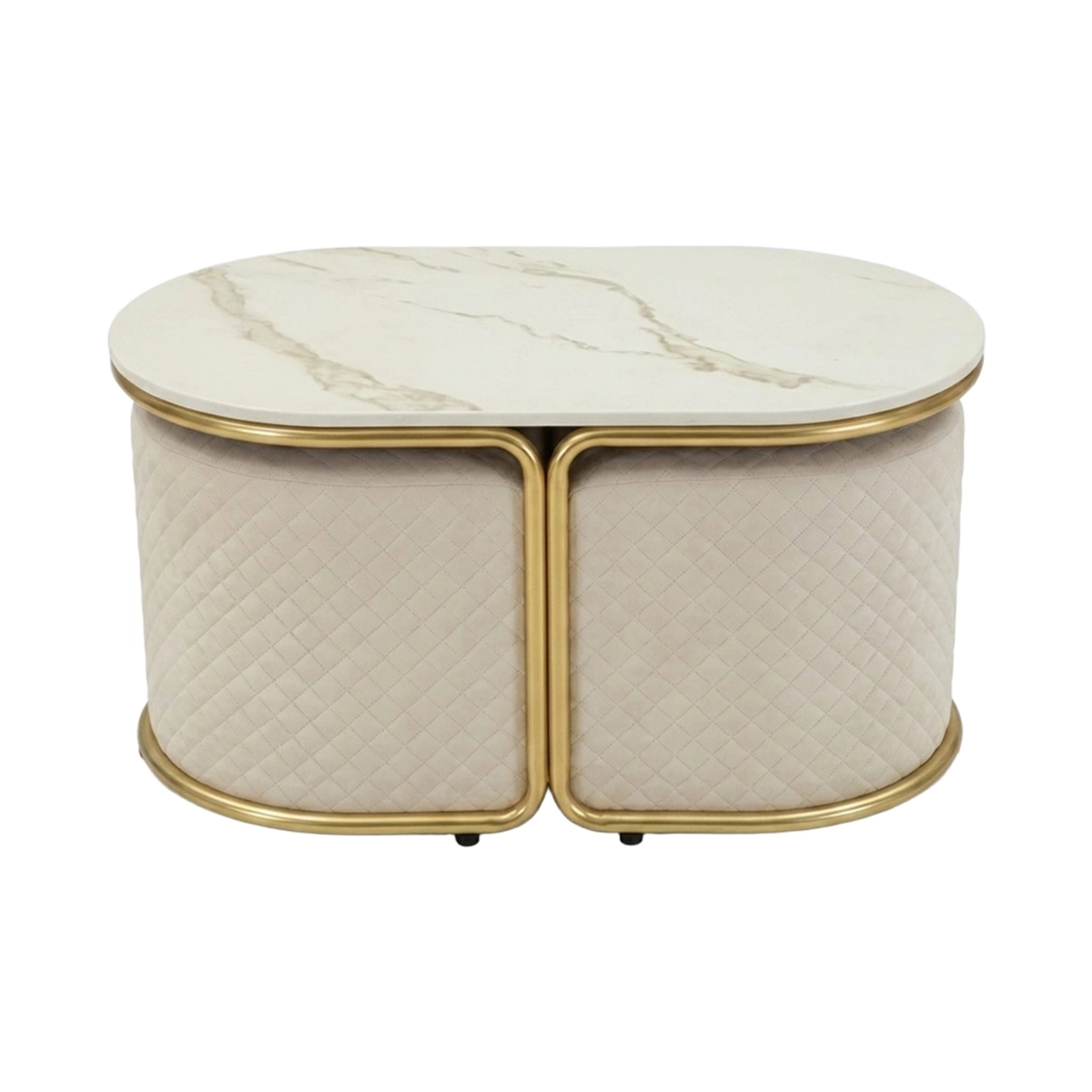 Modern Coffee Table with 2 Matching Ottomans Relax — 7