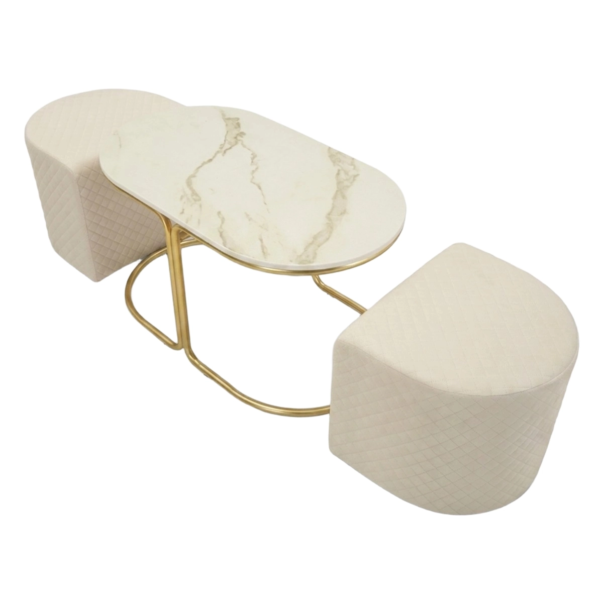 Modern Coffee Table with 2 Matching Ottomans Relax — 6