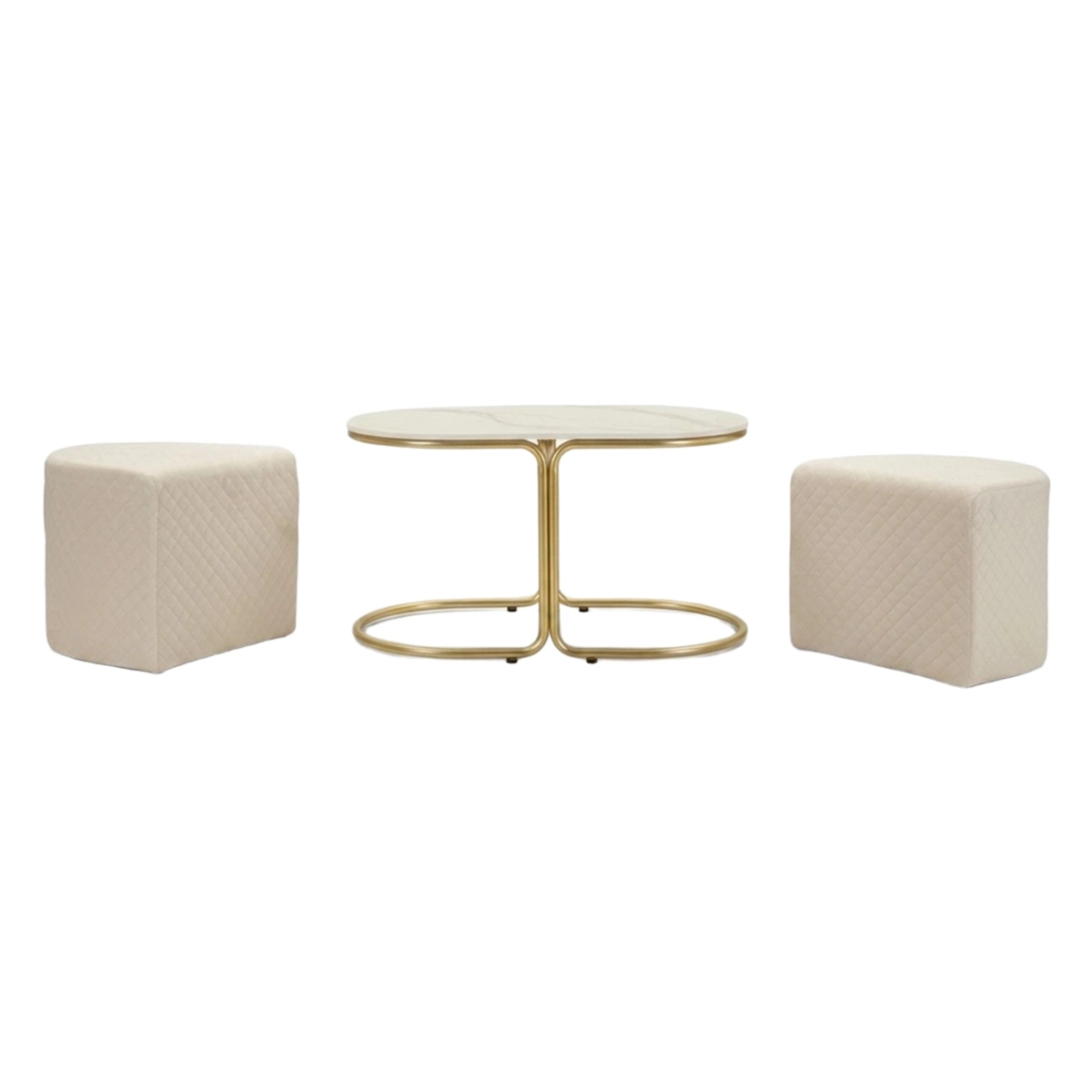 Modern Coffee Table with 2 Matching Ottomans Relax — 4