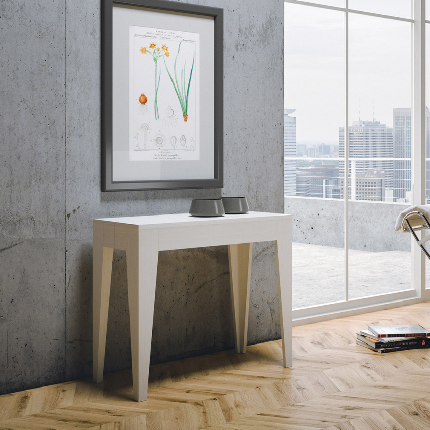 Extending console table 90x42-302cm white ash wood dining table Isotta — 4